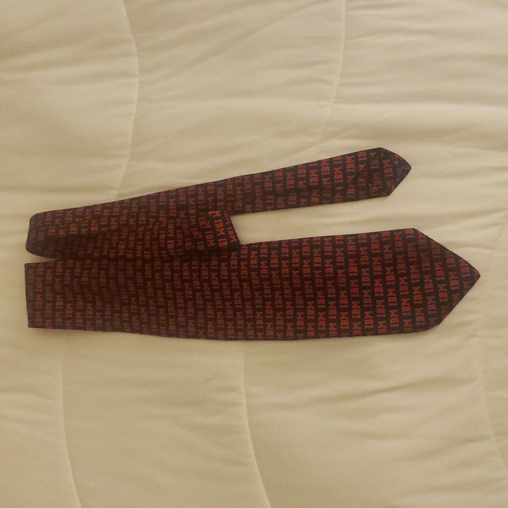 Lord & Taylor IBM 100% Silk Necktie Navy/Red